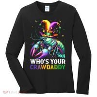 Funny Mardi Gras Whos Your Crawdaddy Crawfish Jester Beads Women's Long Sleeve Shirt thumb 0