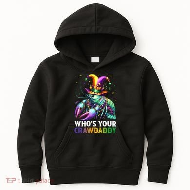 Funny Mardi Gras Whos Your Crawdaddy Crawfish Jester Beads Kids Hoodie