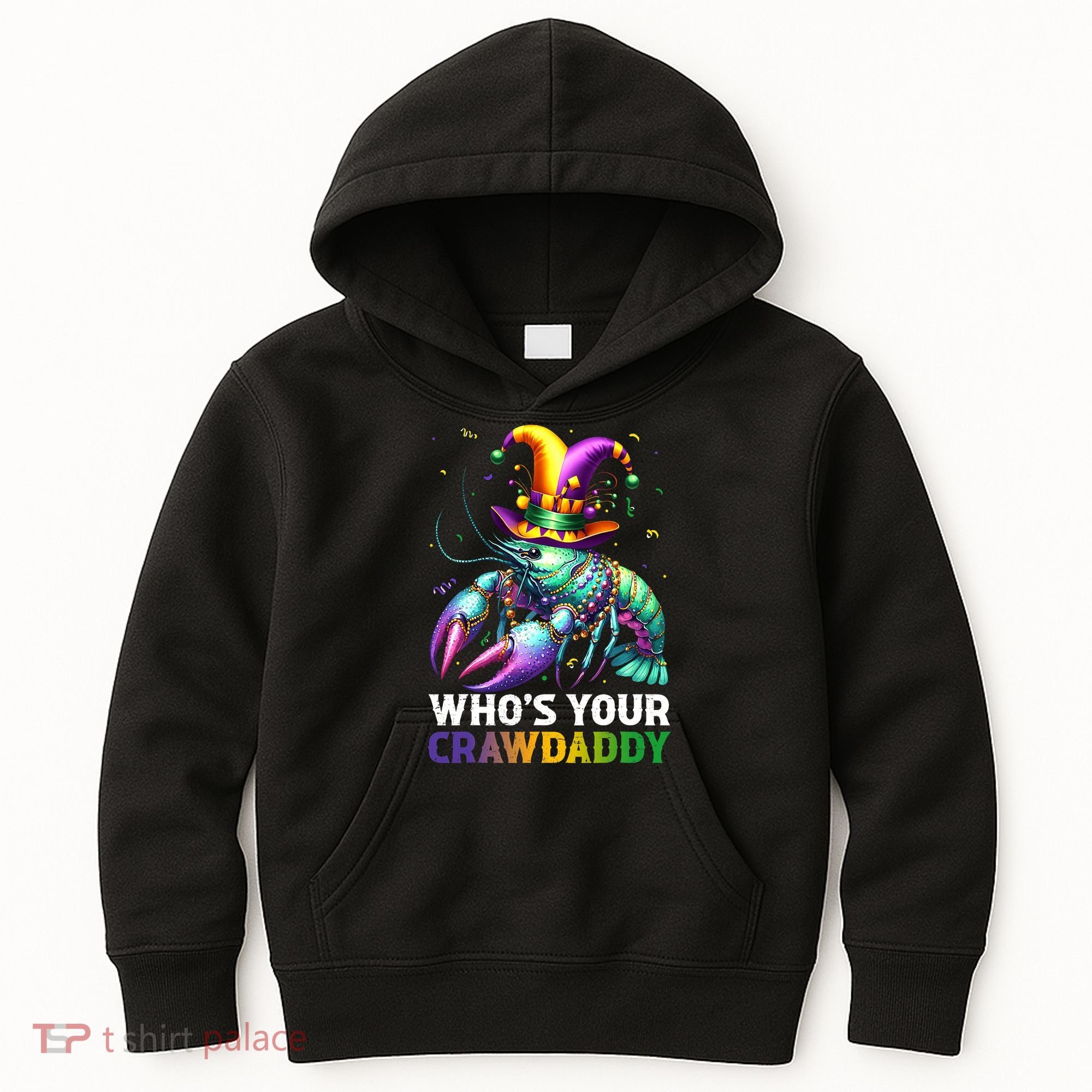 Funny Mardi Gras Whos Your Crawdaddy Crawfish Jester Beads Kids Hoodie