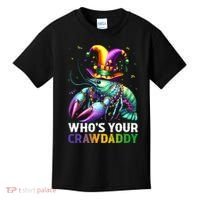 Funny Mardi Gras Whos Your Crawdaddy Crawfish Jester Beads Kids T-Shirt thumb 0