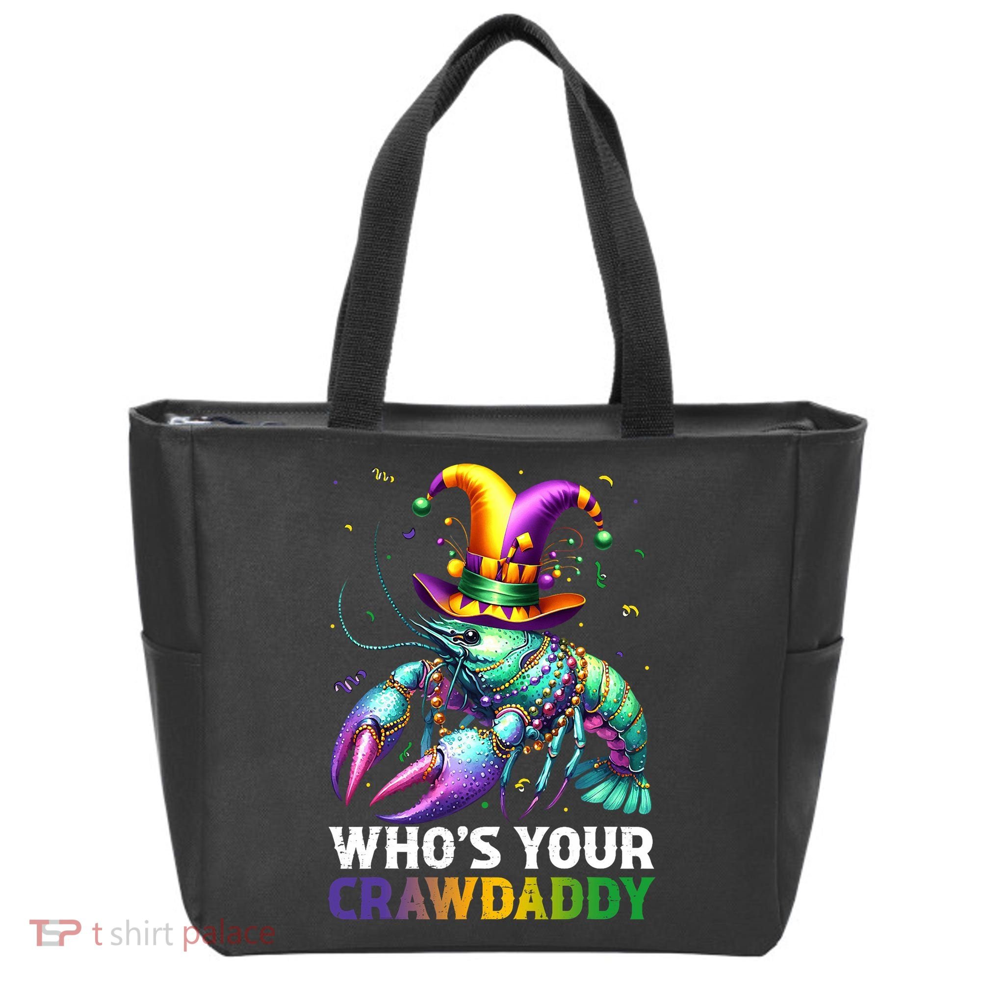 Funny Mardi Gras Whos Your Crawdaddy Crawfish Jester Beads Tote Bag