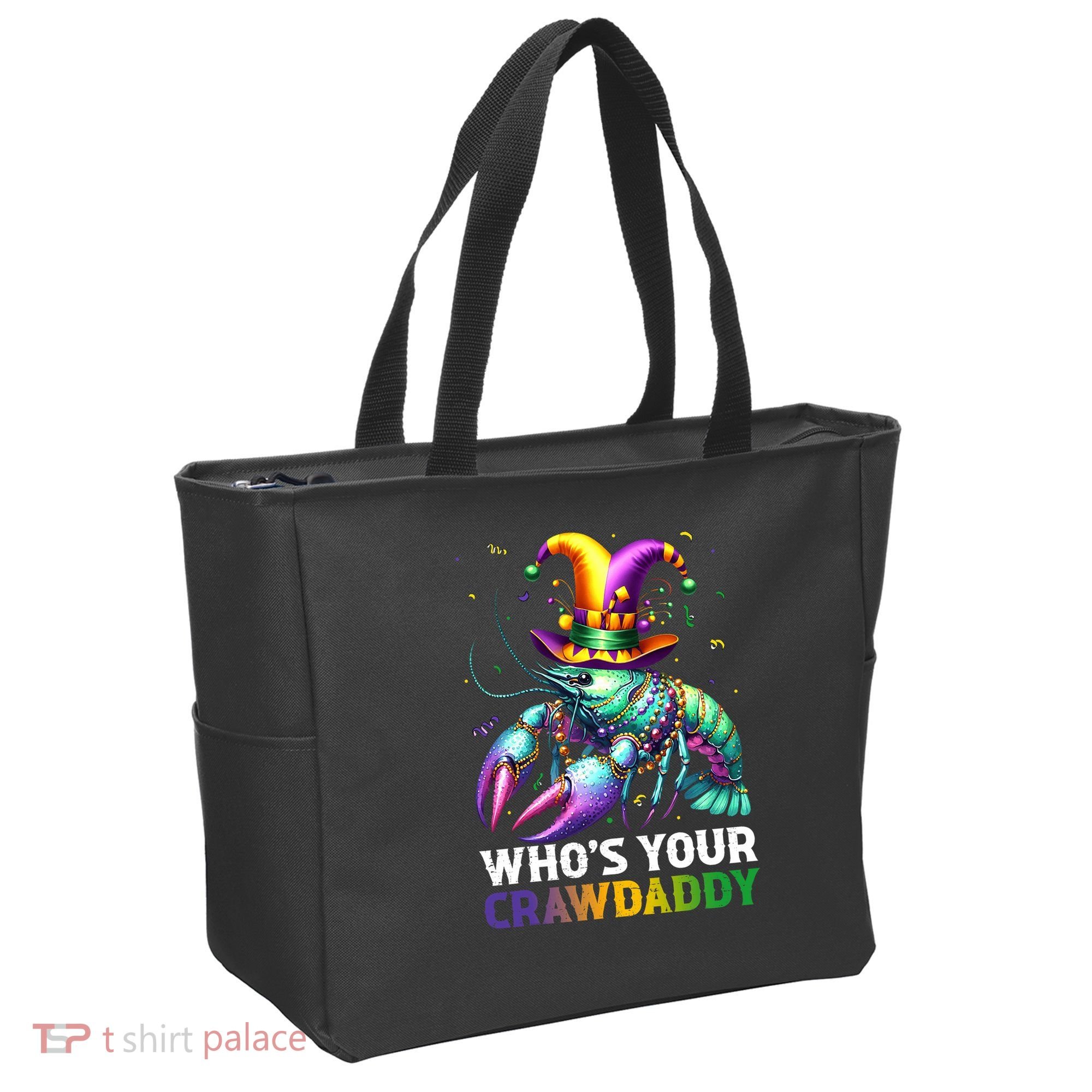 Funny Mardi Gras Whos Your Crawdaddy Crawfish Jester Beads Tote Bag