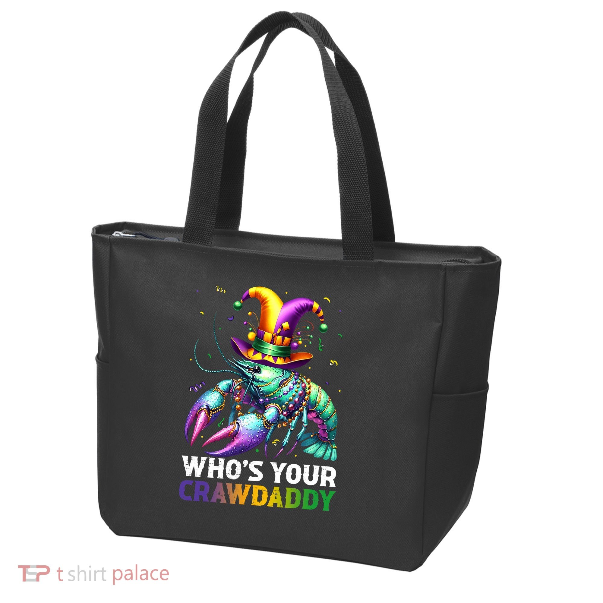 Funny Mardi Gras Whos Your Crawdaddy Crawfish Jester Beads Tote Bag