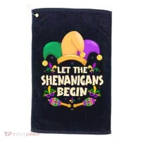 Funny Mardi Gras Let The Shenanigans Begin Golf Towel thumb 0