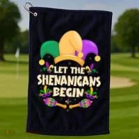 Funny Mardi Gras Let The Shenanigans Begin Golf Towel thumb 1