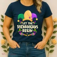 Funny Mardi Gras Let The Shenanigans Begin Women's T-Shirt thumb 2