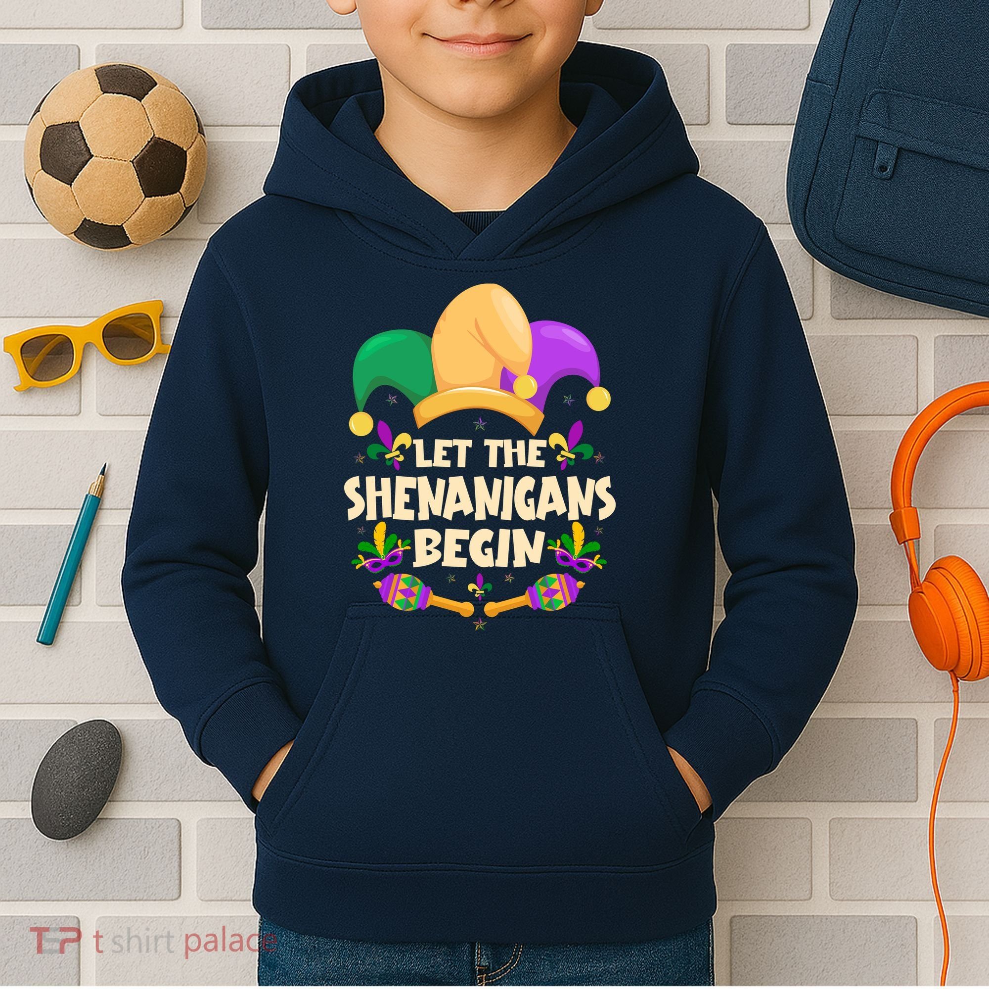 Funny Mardi Gras Let The Shenanigans Begin Kids Hoodie