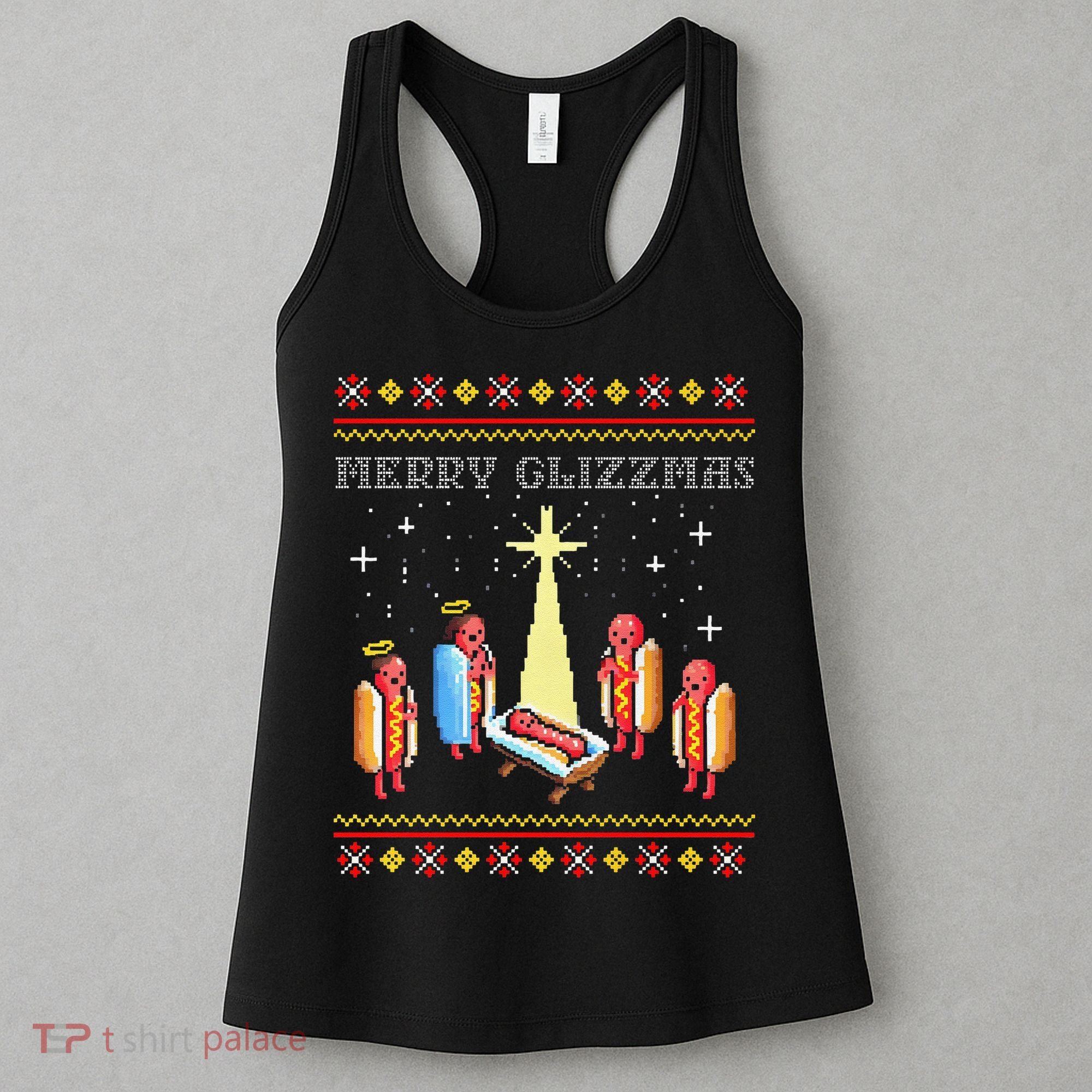 Funny Merry Glizzmas Tacky Merry Christmas Hot Dogs Women's Tank Top