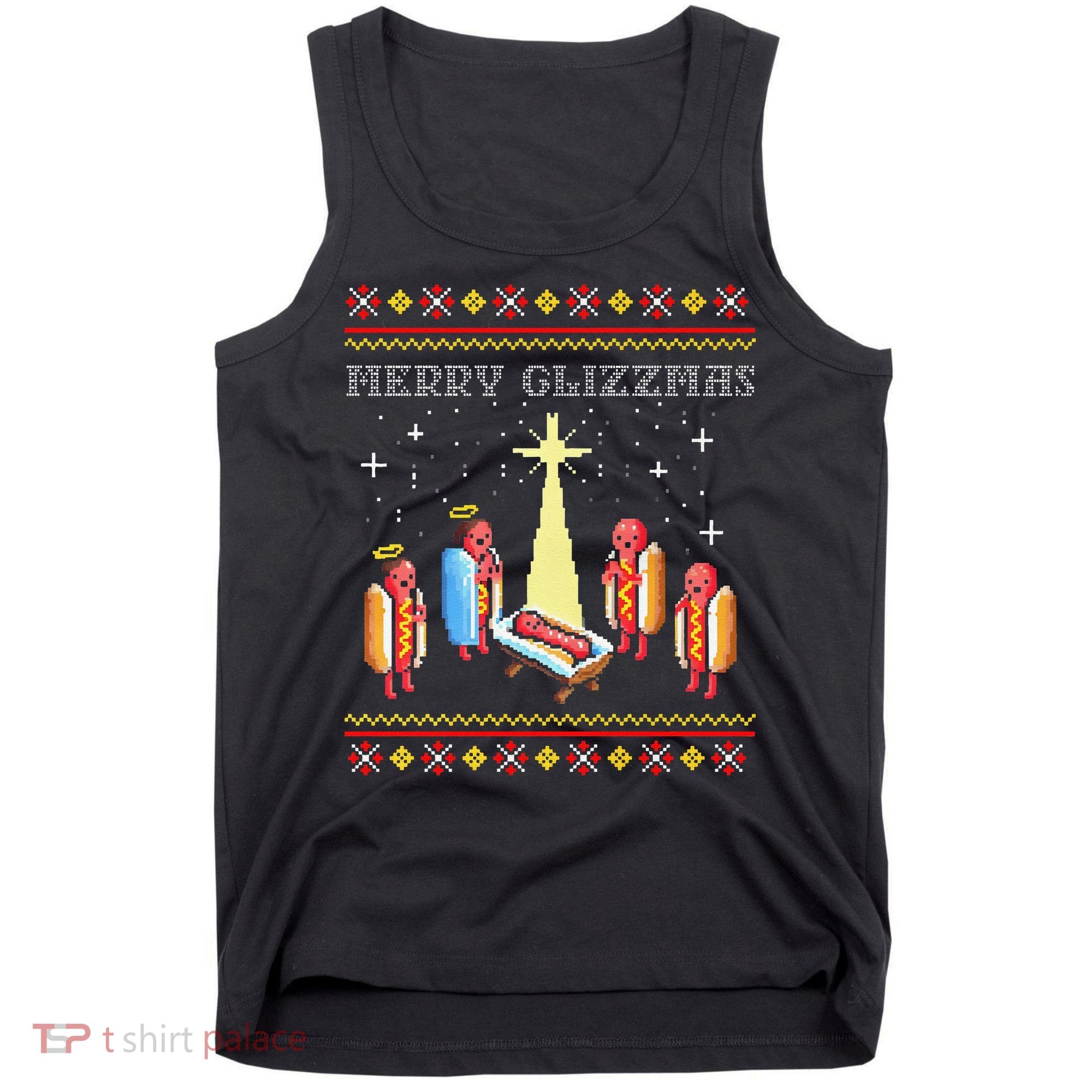 Funny Merry Glizzmas Tacky Merry Christmas Hot Dogs Tank Top