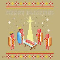 Funny Merry Glizzmas Tacky Merry Christmas Hot Dogs Hoodie thumb 2