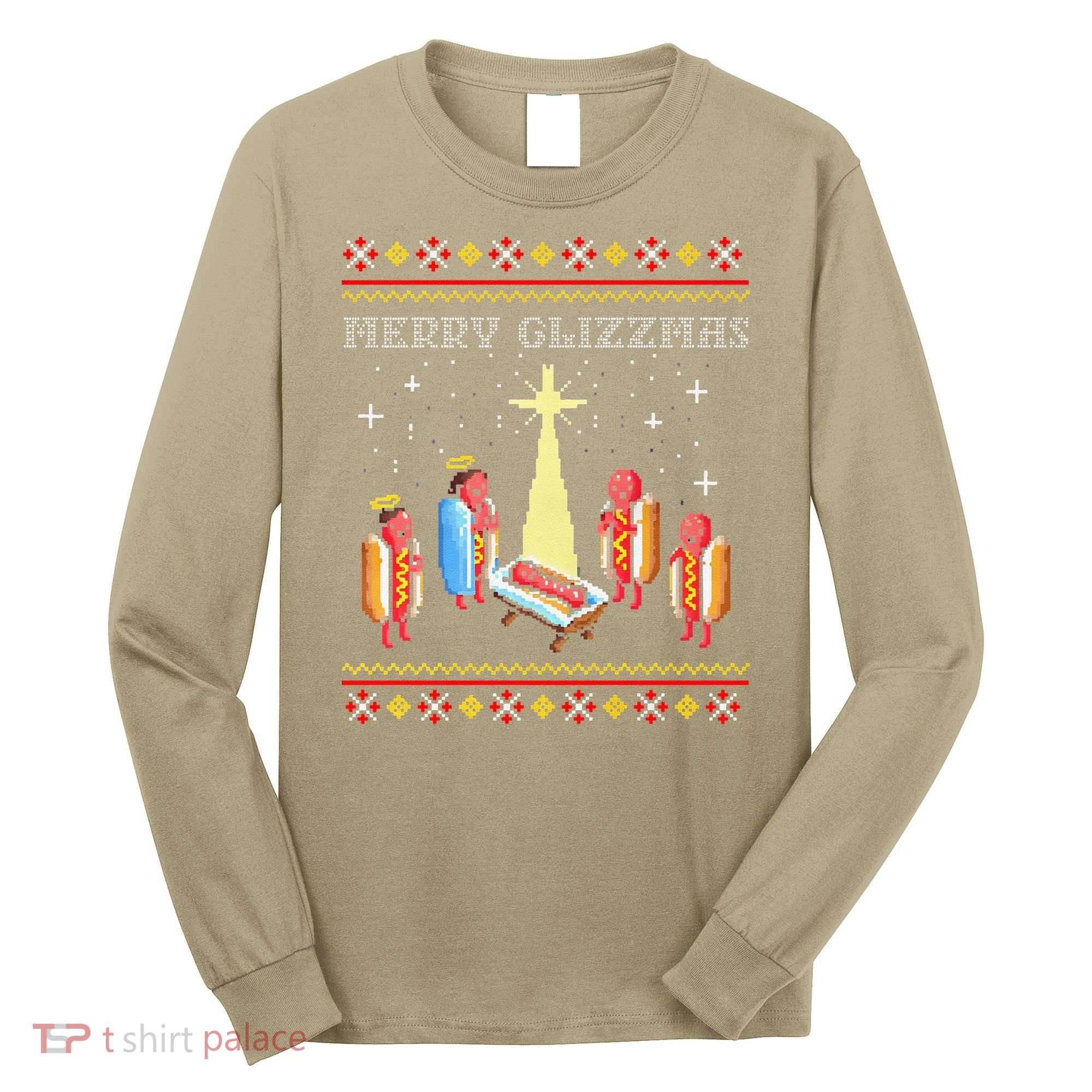 Funny Merry Glizzmas Tacky Merry Christmas Hot Dogs Long Sleeve Shirt