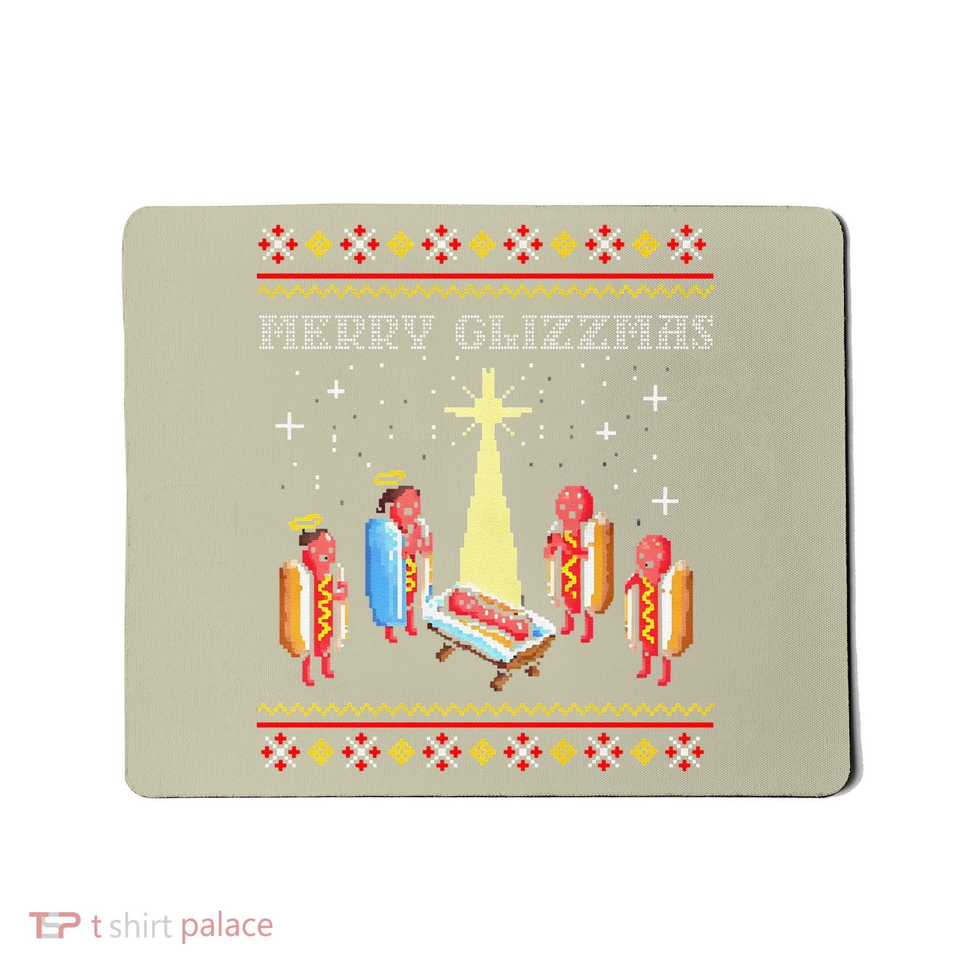 Funny Merry Glizzmas Tacky Merry Christmas Hot Dogs Mousepad