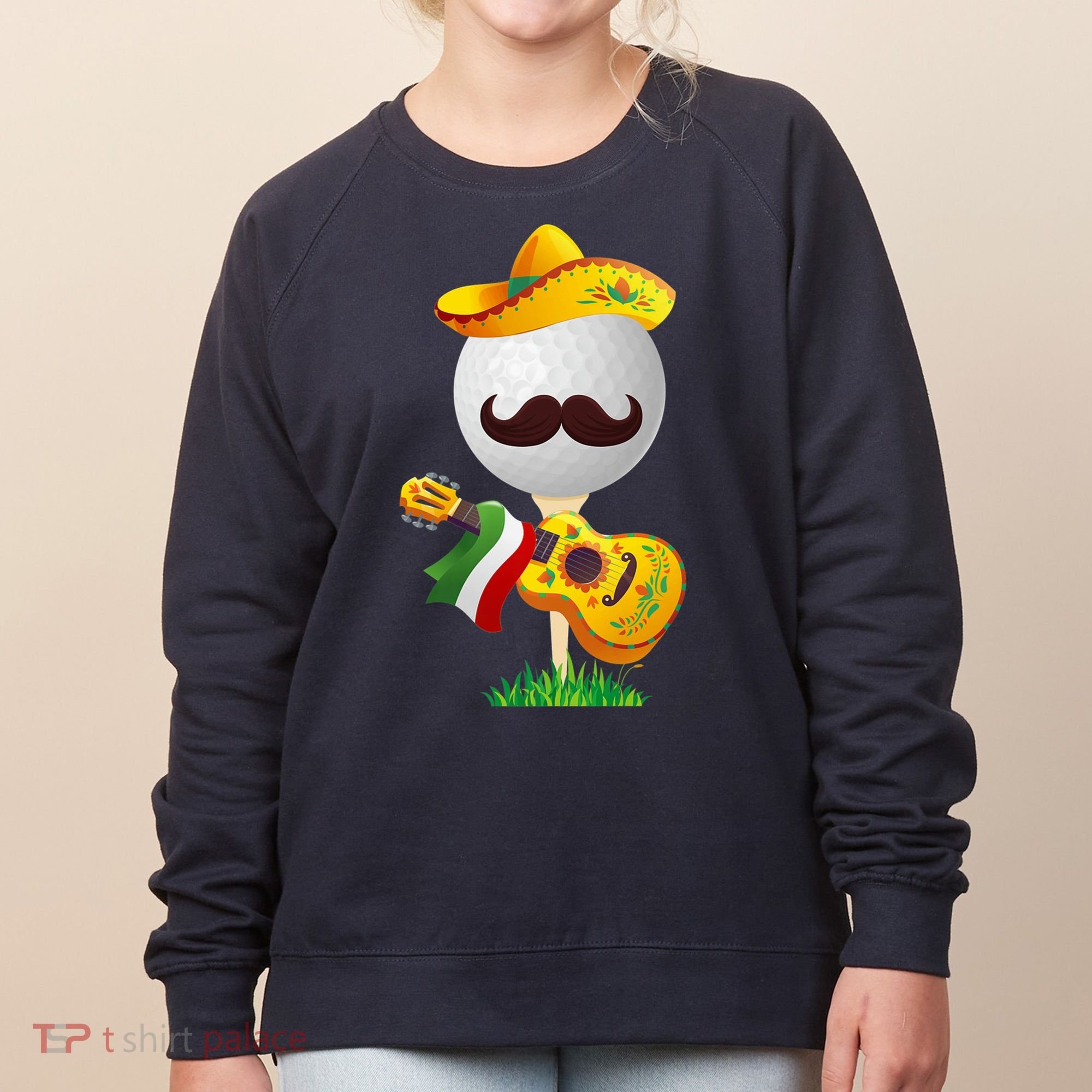 Funny Mexican Golf Ball Sombrero Guitar Cinco De Mayo Women's Sweatshirt