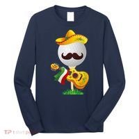 Funny Mexican Golf Ball Sombrero Guitar Cinco De Mayo Long Sleeve Shirt thumb 0