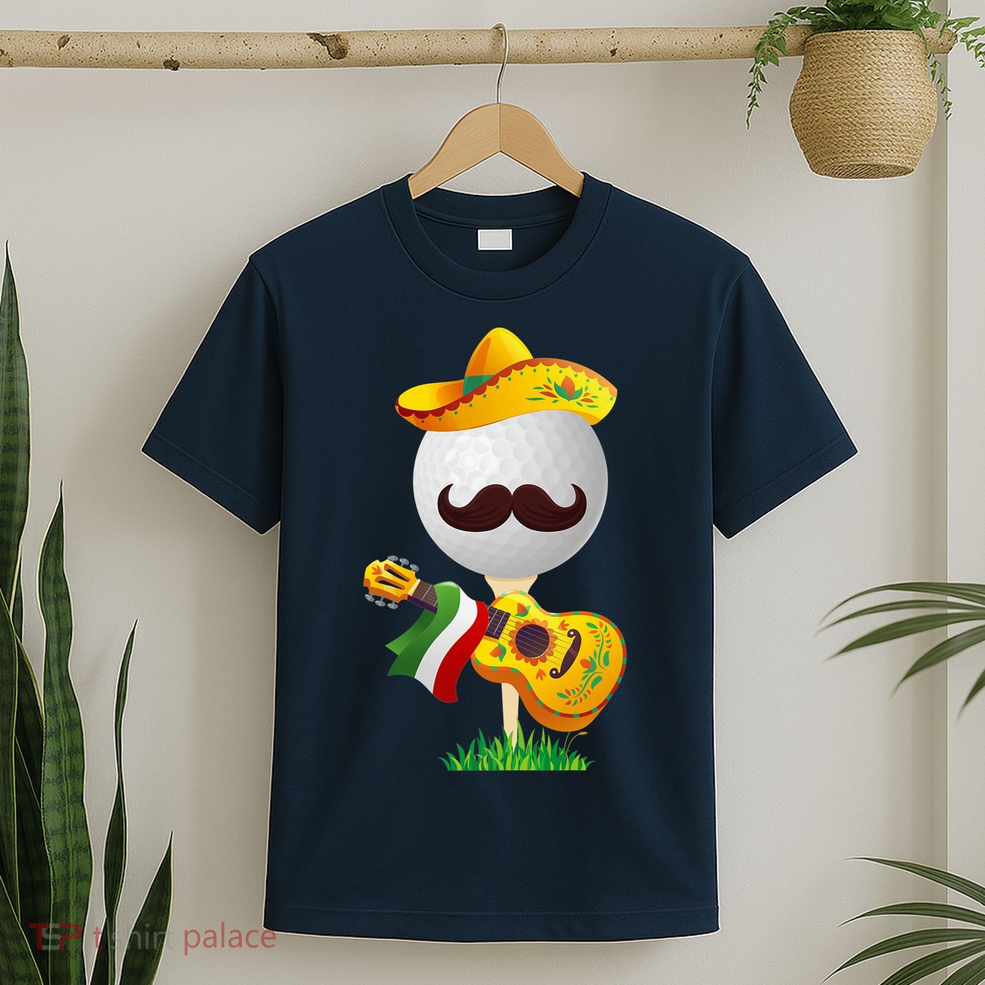 Funny Mexican Golf Ball Sombrero Guitar Cinco De Mayo T-Shirt