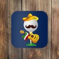Funny Mexican Golf Ball Sombrero Guitar Cinco De Mayo Coaster thumb 0