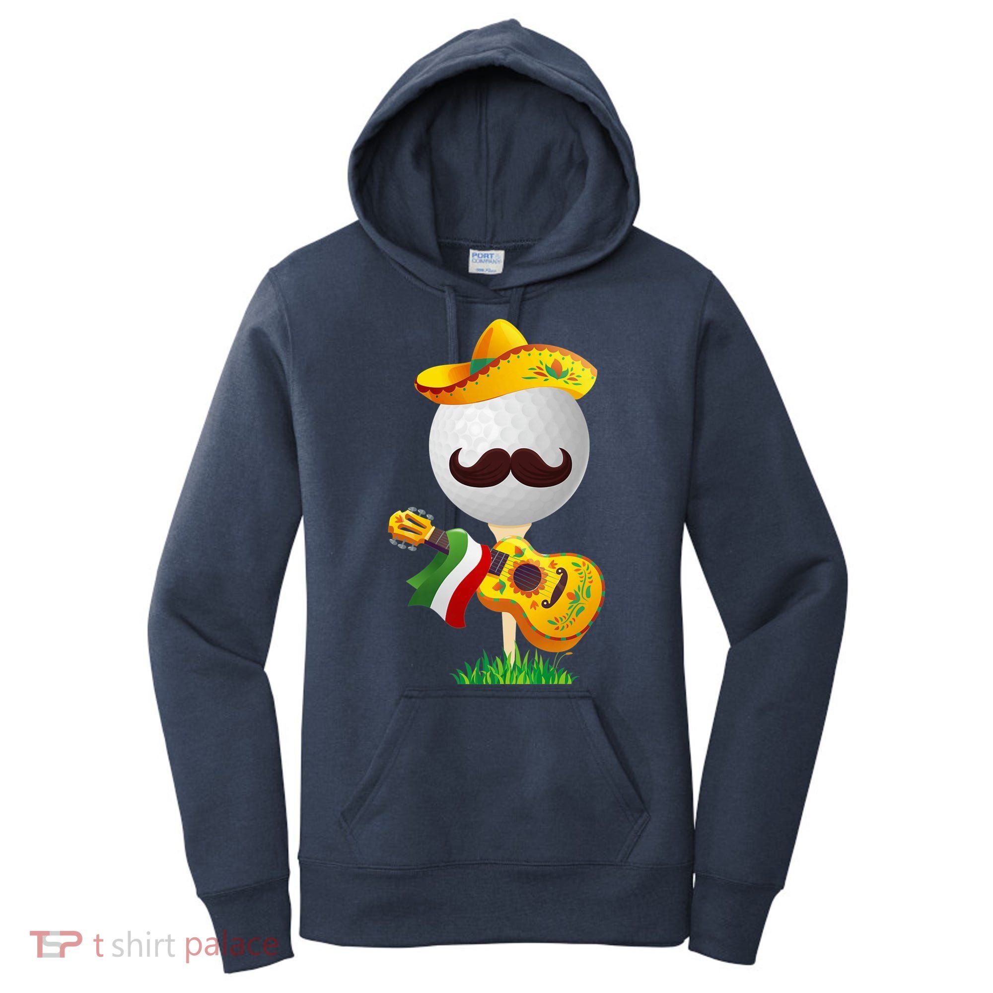 Funny Mexican Golf Ball Sombrero Guitar Cinco De Mayo Women's Hoodie