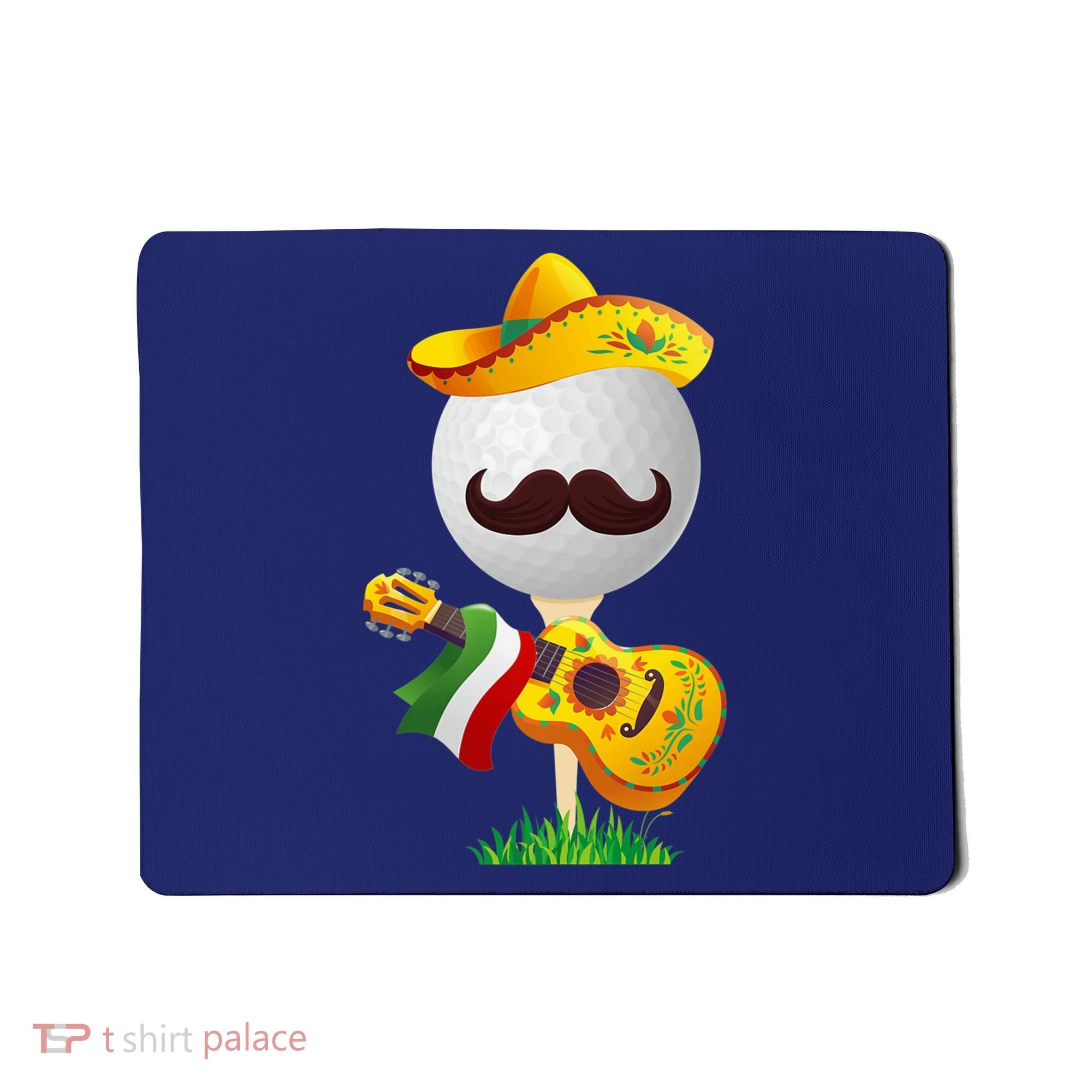 Funny Mexican Golf Ball Sombrero Guitar Cinco De Mayo Mousepad