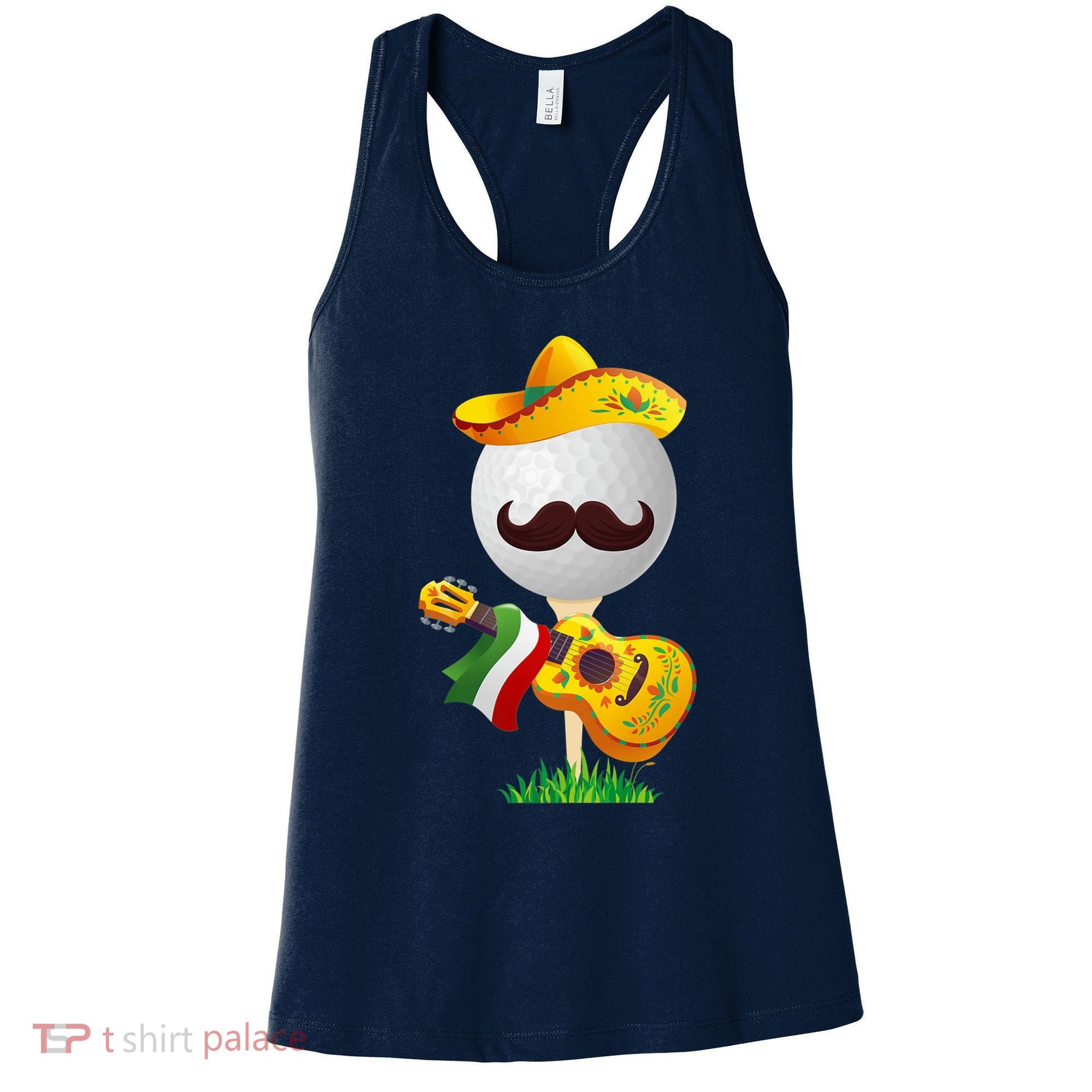 Funny Mexican Golf Ball Sombrero Guitar Cinco De Mayo Women's Tank Top