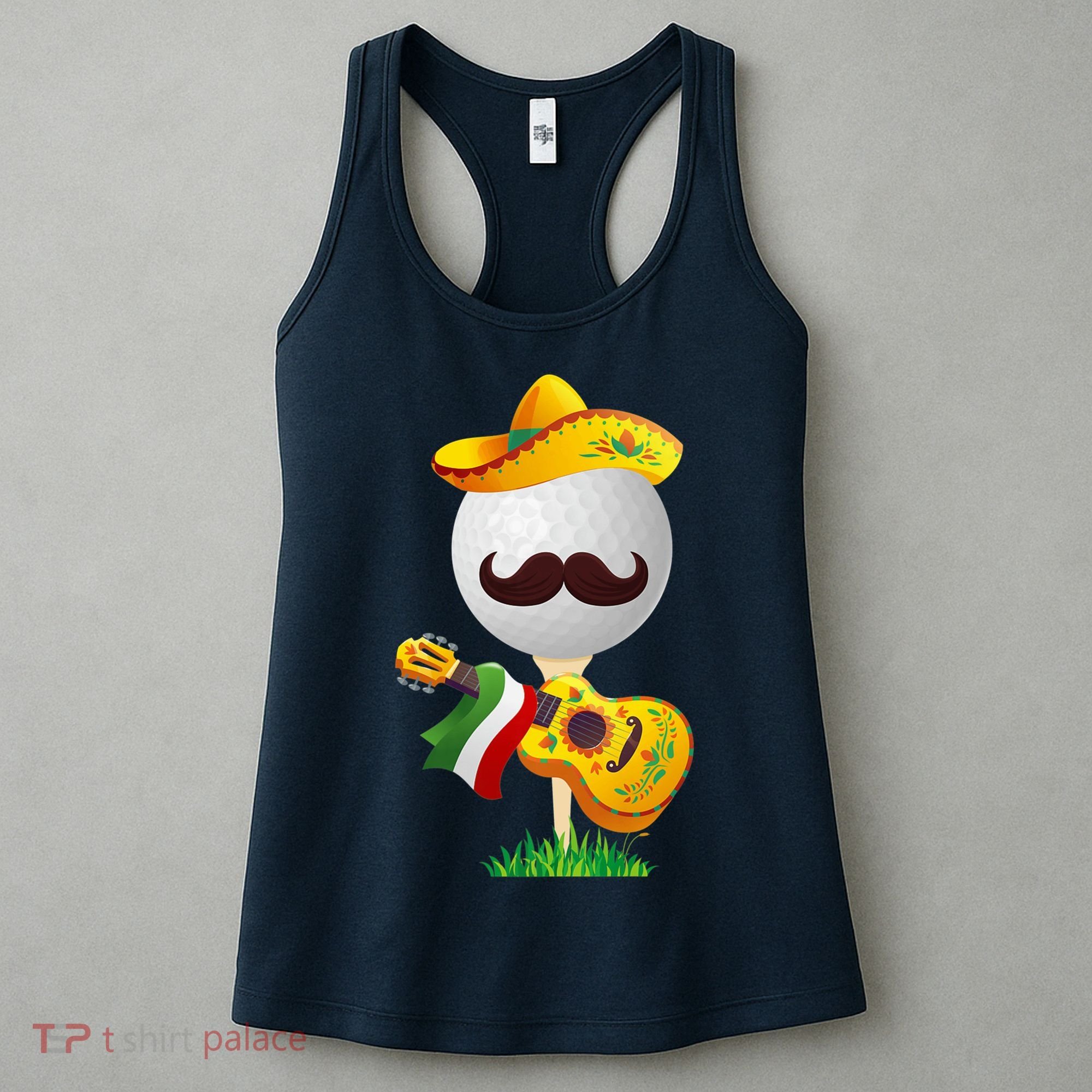 Funny Mexican Golf Ball Sombrero Guitar Cinco De Mayo Women's Tank Top