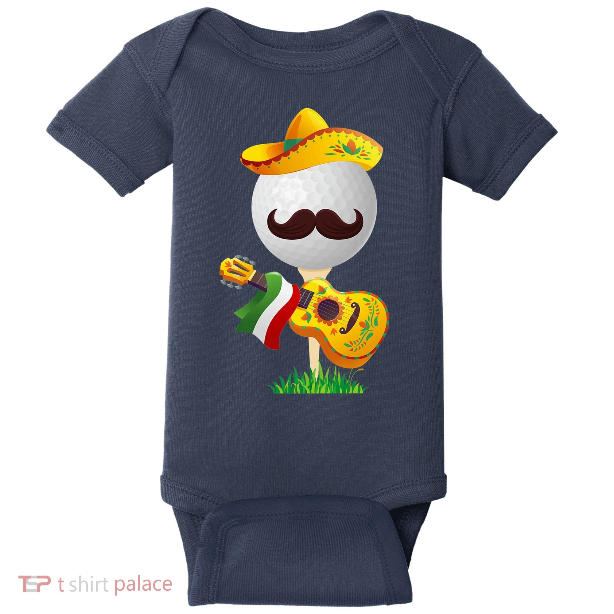 Funny Mexican Golf Ball Sombrero Guitar Cinco De Mayo Baby Bodysuit