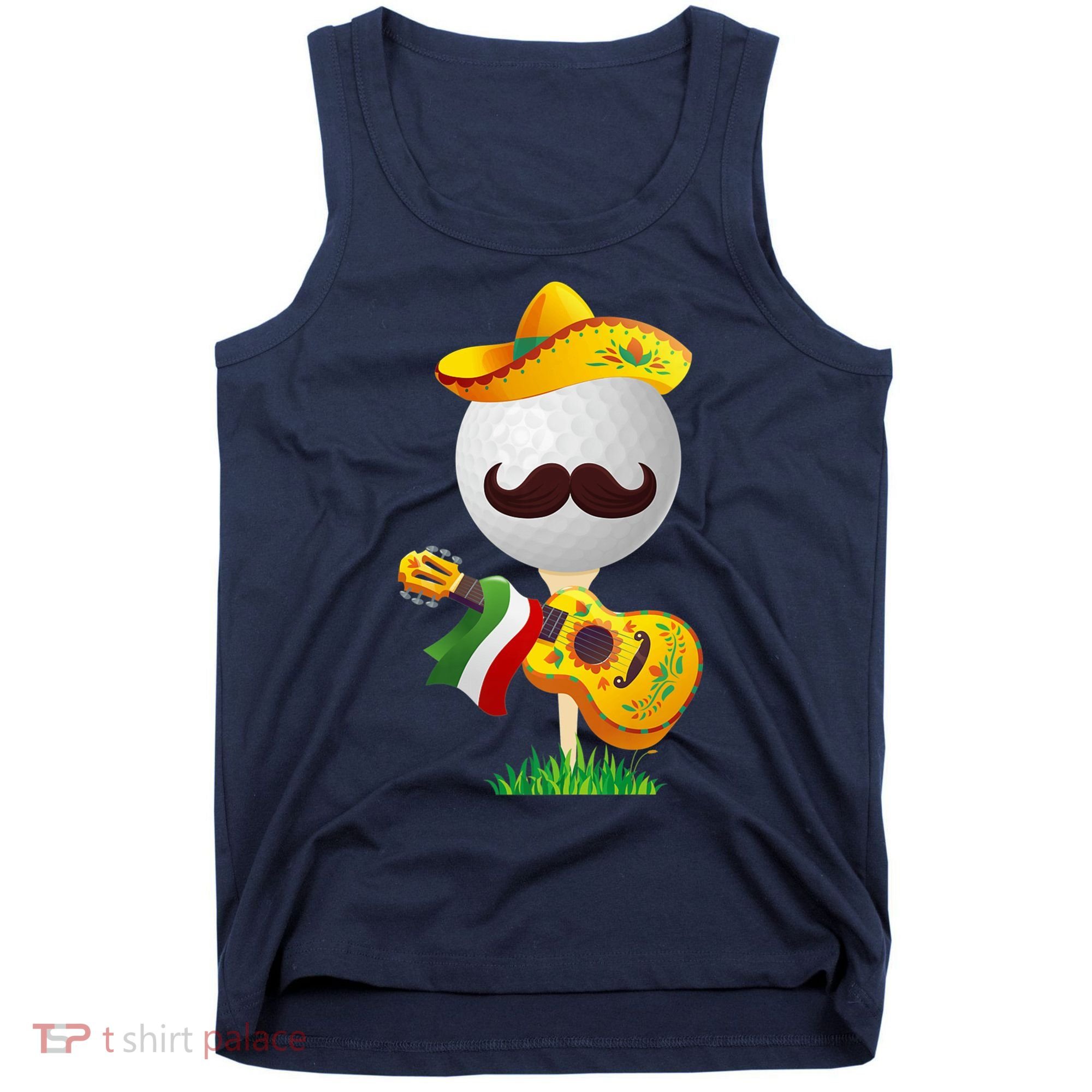 Funny Mexican Golf Ball Sombrero Guitar Cinco De Mayo Tank Top