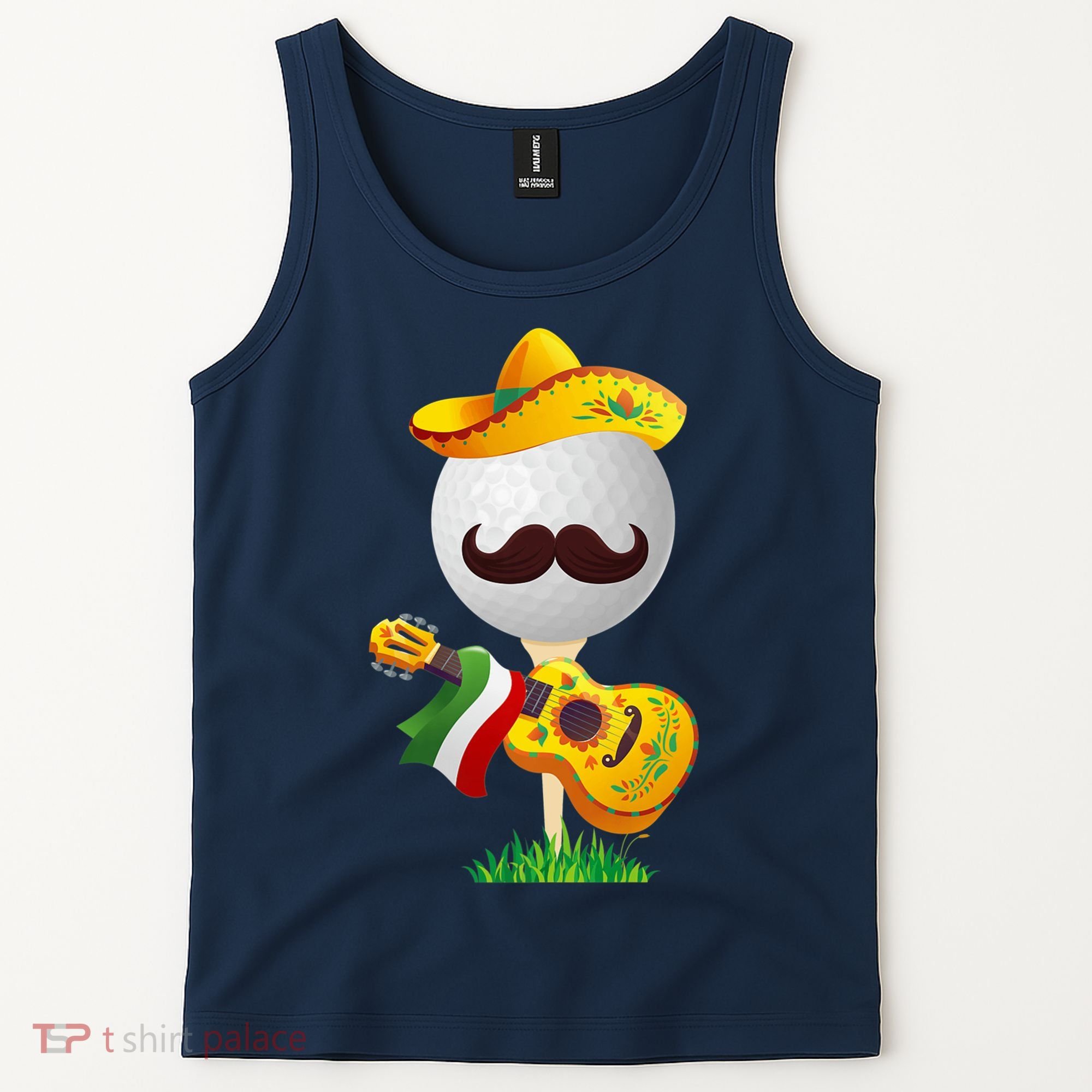 Funny Mexican Golf Ball Sombrero Guitar Cinco De Mayo Tank Top