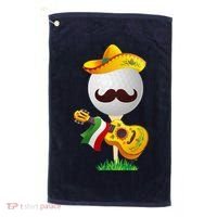 Funny Mexican Golf Ball Sombrero Guitar Cinco De Mayo Golf Towel thumb 0