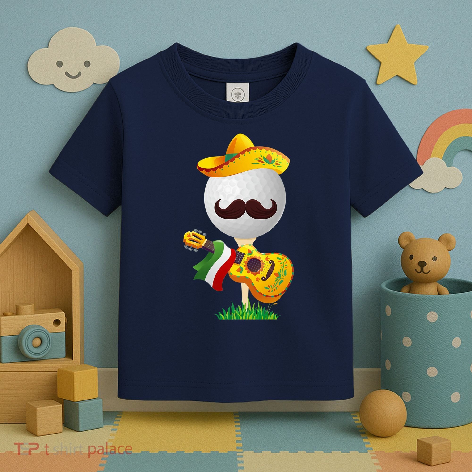 Funny Mexican Golf Ball Sombrero Guitar Cinco De Mayo Toddler T-Shirt