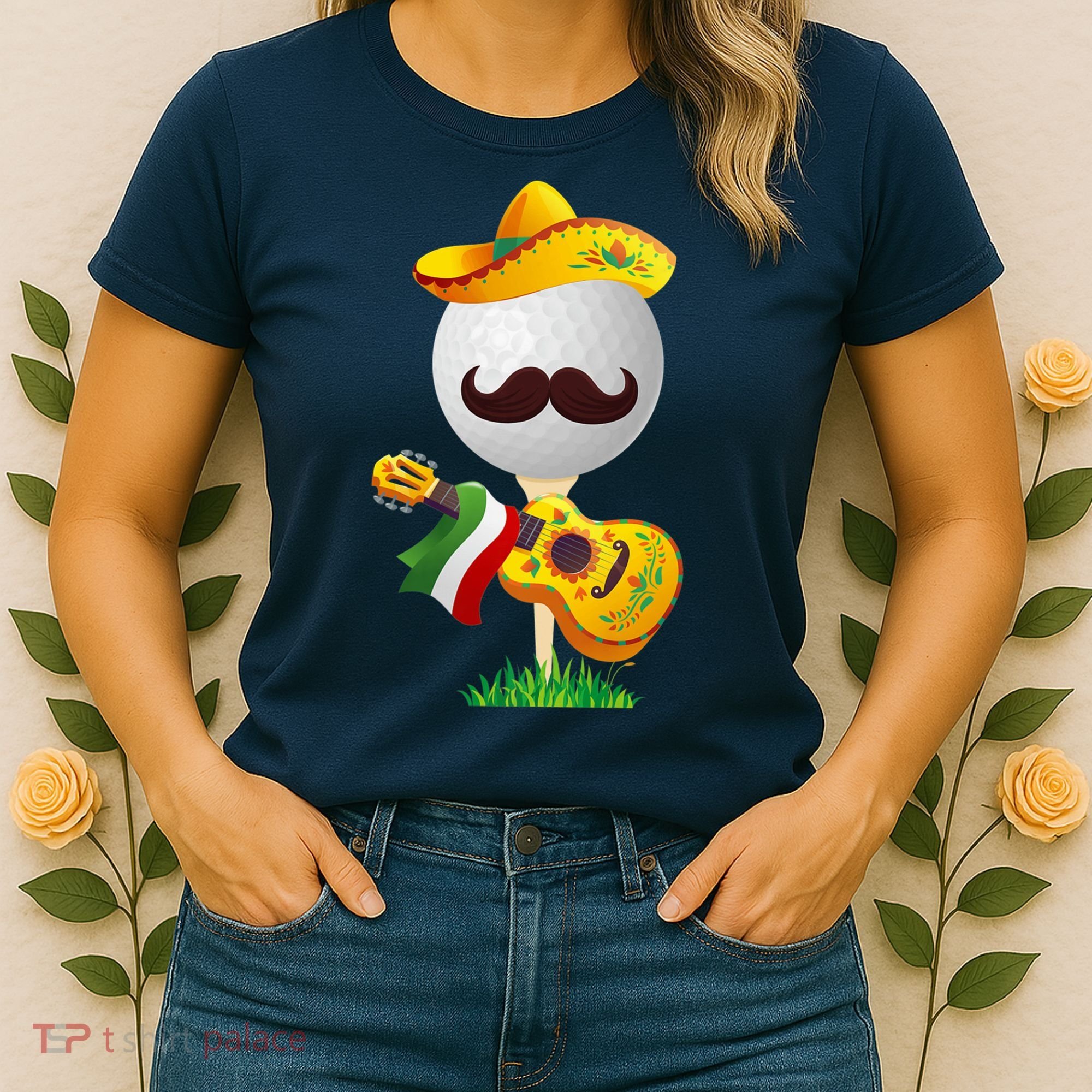Funny Mexican Golf Ball Sombrero Guitar Cinco De Mayo Women's T-Shirt