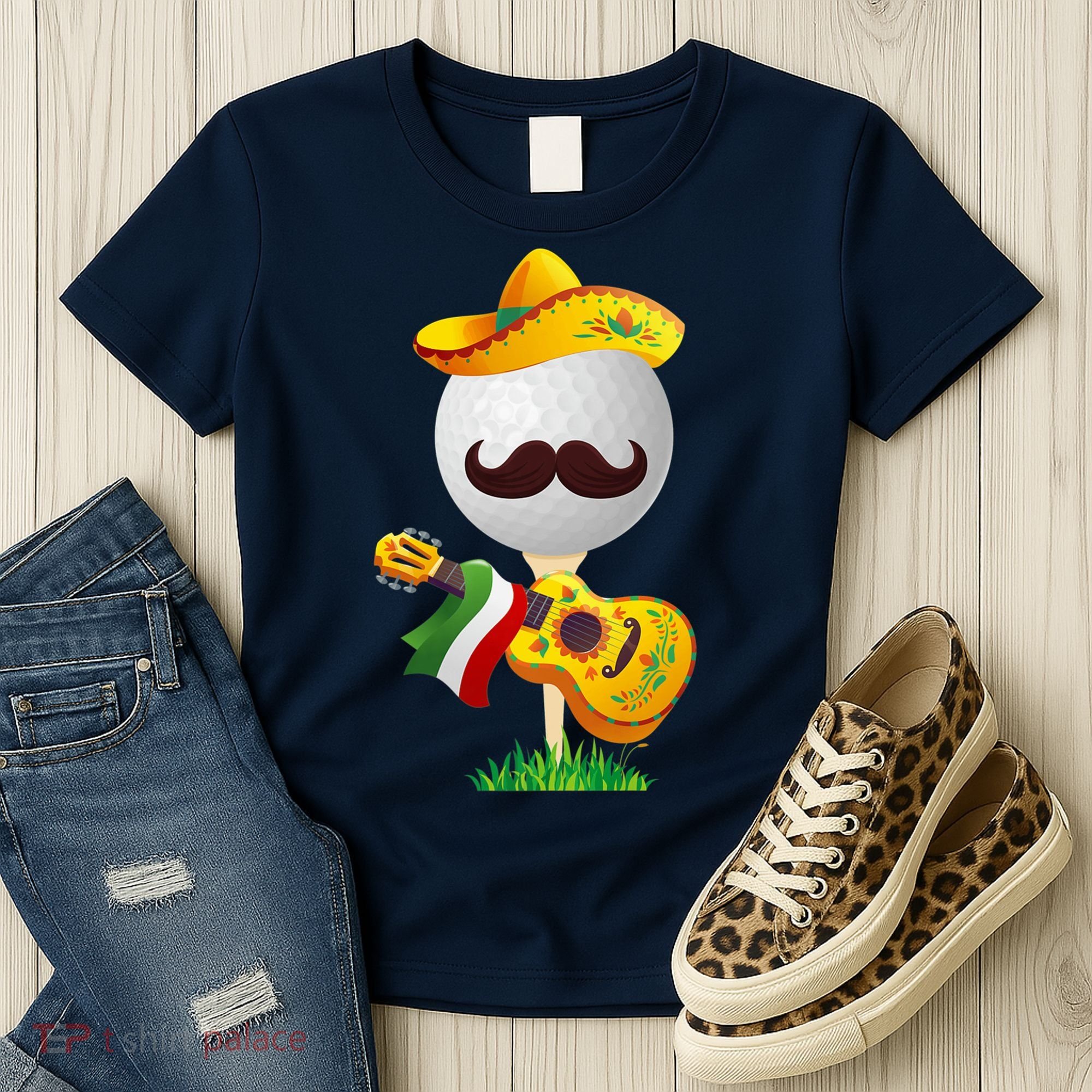Funny Mexican Golf Ball Sombrero Guitar Cinco De Mayo Women's T-Shirt