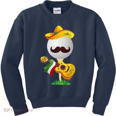 Funny Mexican Golf Ball Sombrero Guitar Cinco De Mayo Kids Sweatshirt