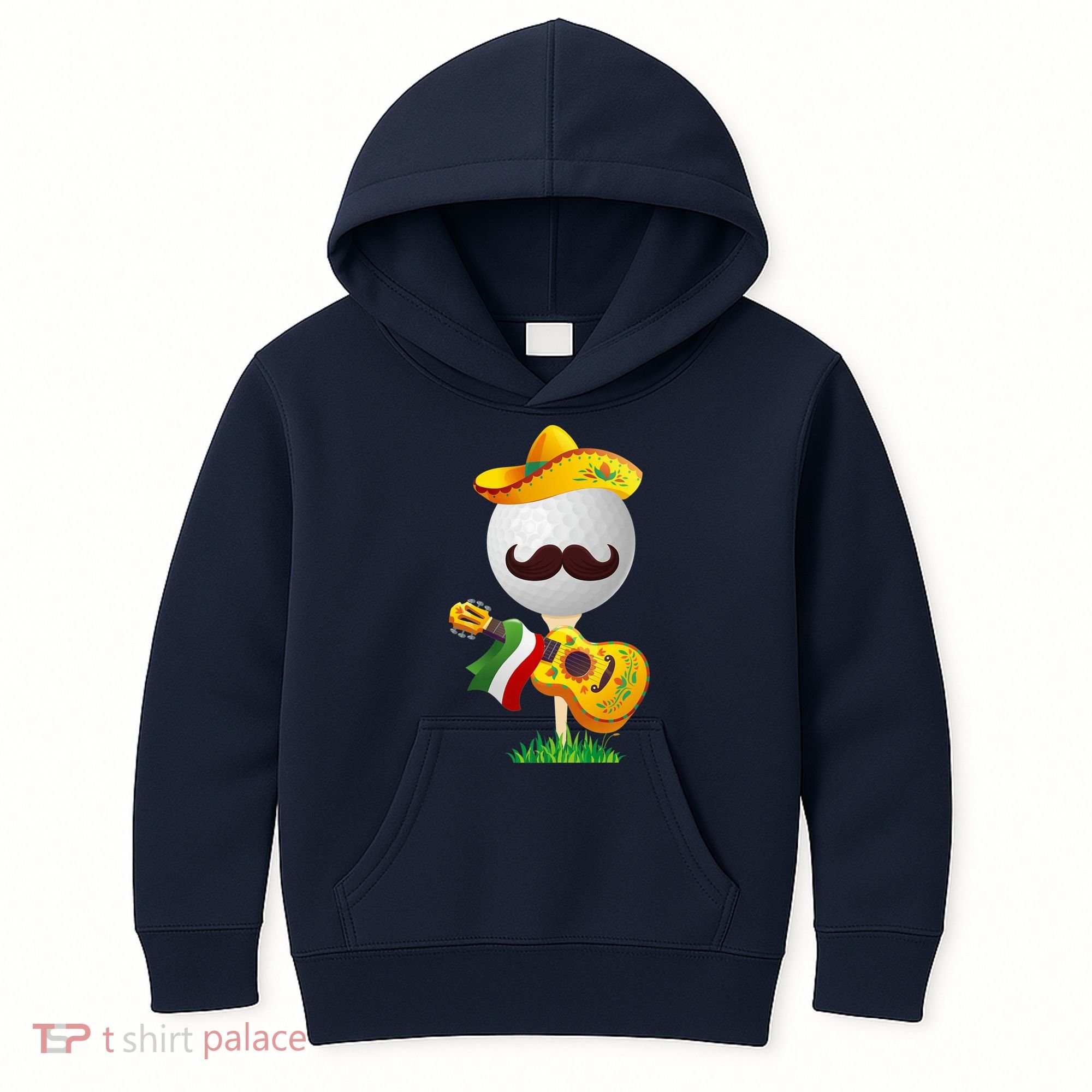 Funny Mexican Golf Ball Sombrero Guitar Cinco De Mayo Kids Hoodie