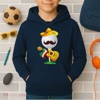 Funny Mexican Golf Ball Sombrero Guitar Cinco De Mayo Kids Hoodie thumb 2