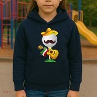 Funny Mexican Golf Ball Sombrero Guitar Cinco De Mayo Kids Hoodie thumb 3