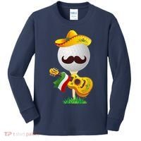 Funny Mexican Golf Ball Sombrero Guitar Cinco De Mayo Kids Long Sleeve Shirt thumb 0