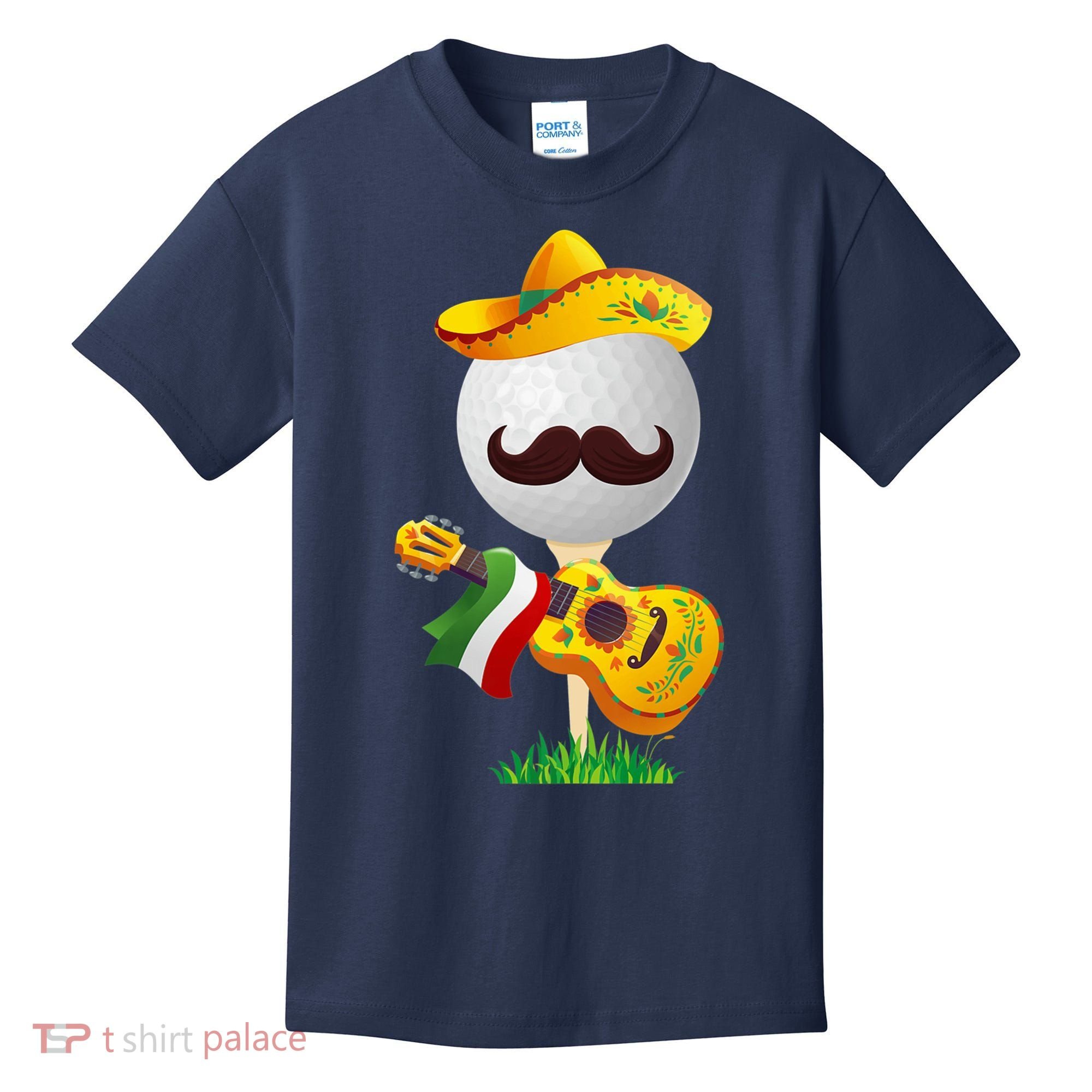 Funny Mexican Golf Ball Sombrero Guitar Cinco De Mayo Kids T-Shirt