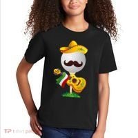 Funny Mexican Golf Ball Sombrero Guitar Cinco De Mayo Kids T-Shirt thumb 2