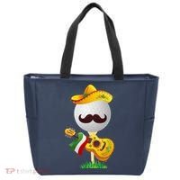 Funny Mexican Golf Ball Sombrero Guitar Cinco De Mayo Tote Bag thumb 0