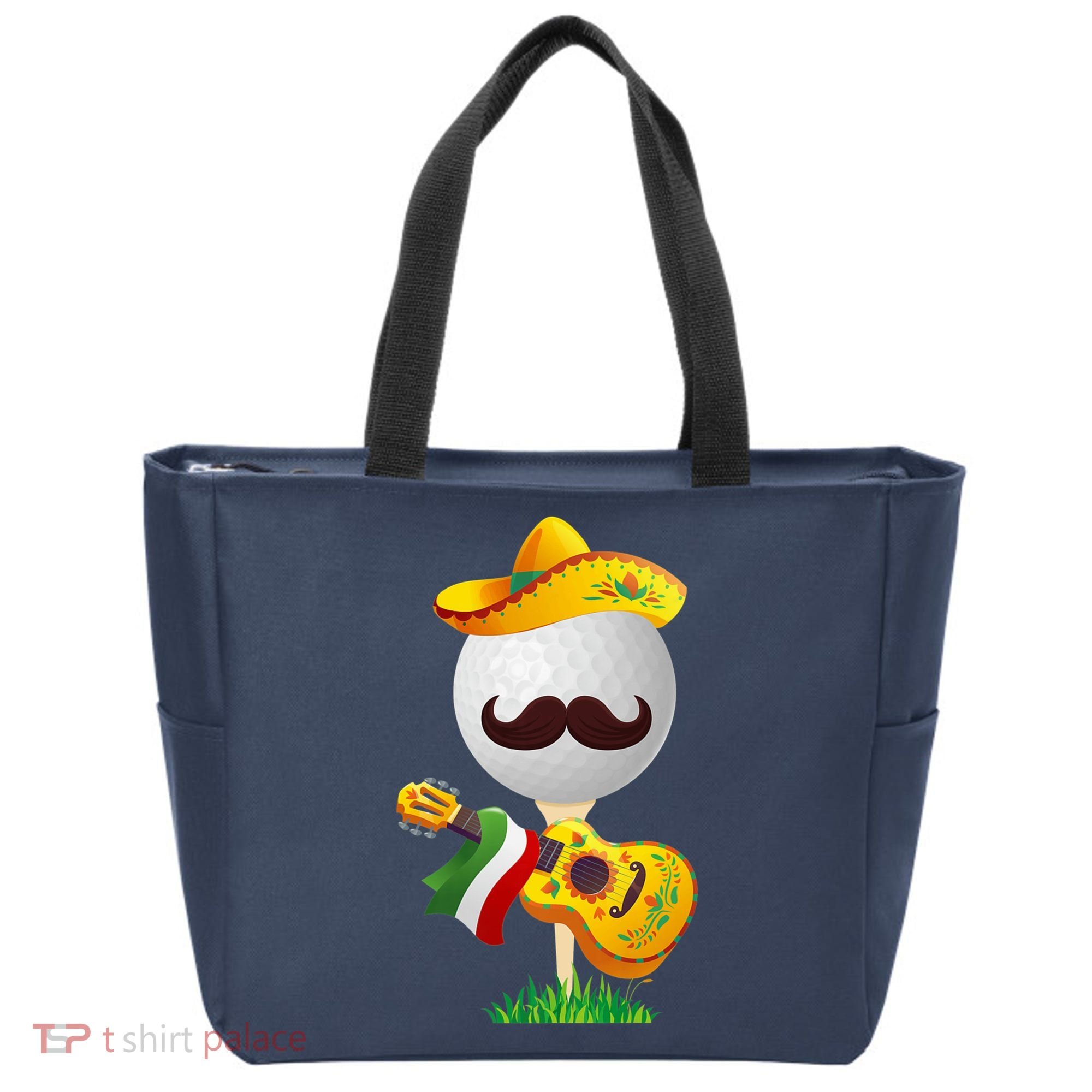 Funny Mexican Golf Ball Sombrero Guitar Cinco De Mayo Tote Bag