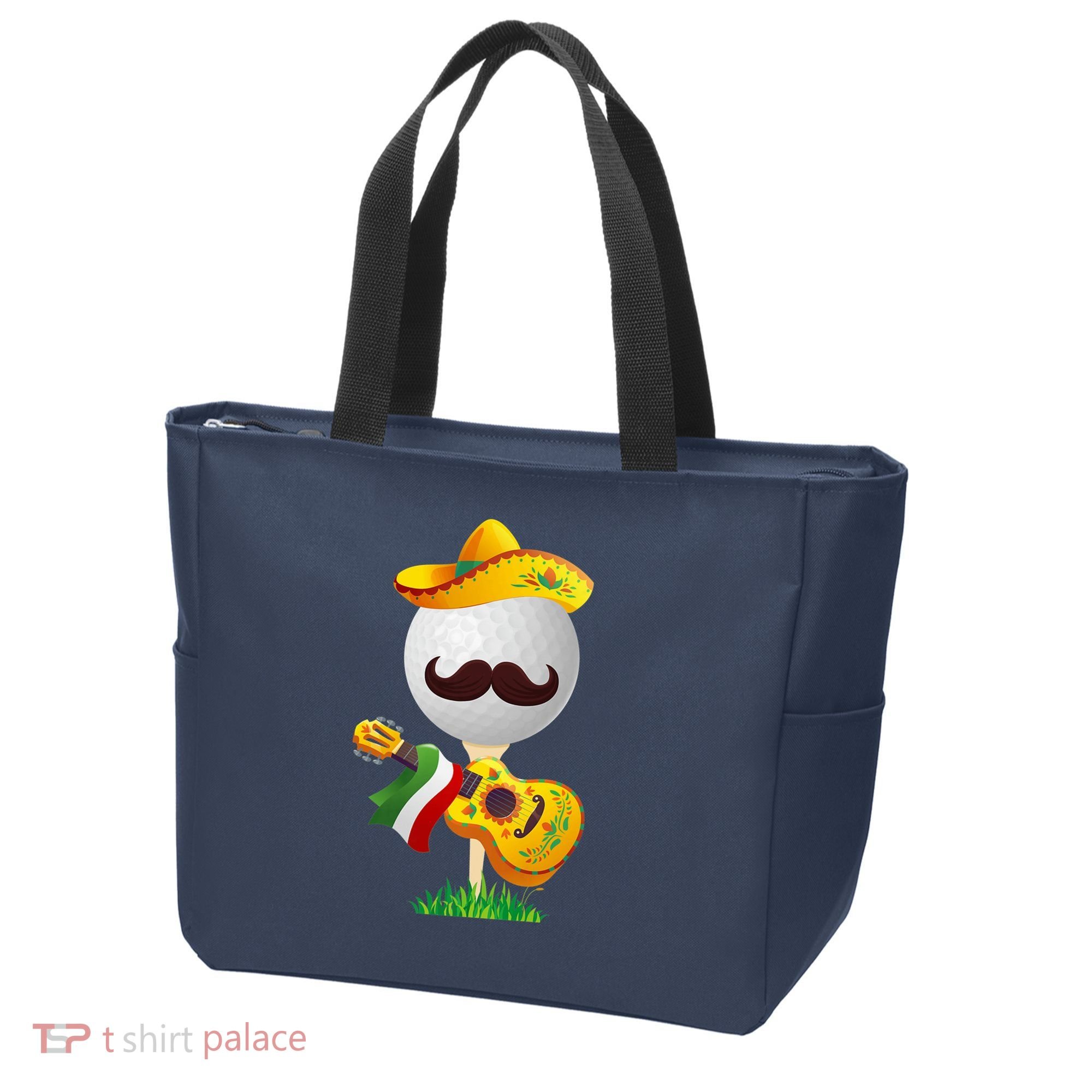 Funny Mexican Golf Ball Sombrero Guitar Cinco De Mayo Tote Bag
