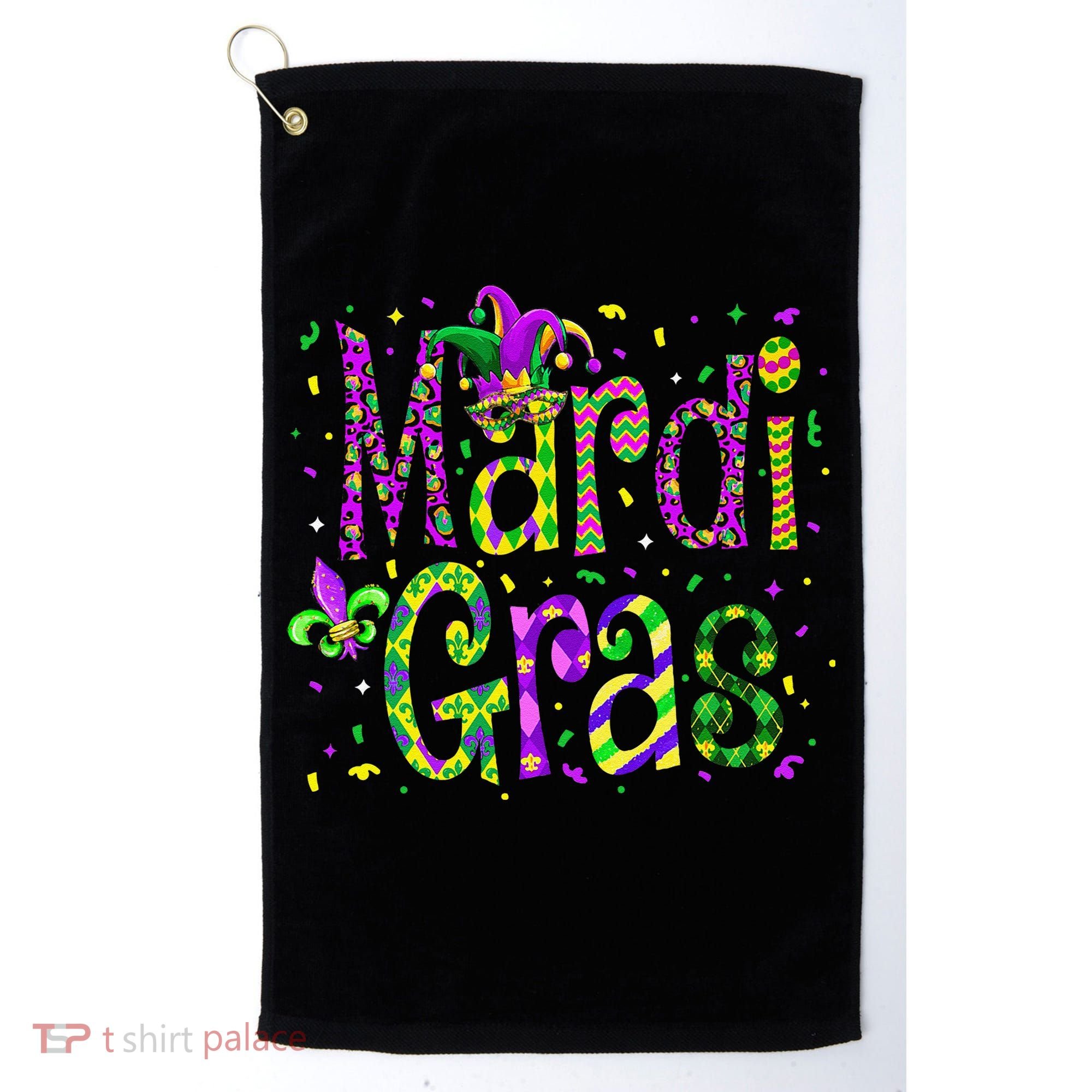 Funny Mardi Gras Parade Jester Hat Golf Towel