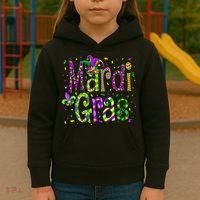Funny Mardi Gras Parade Jester Hat Kids Hoodie thumb 3