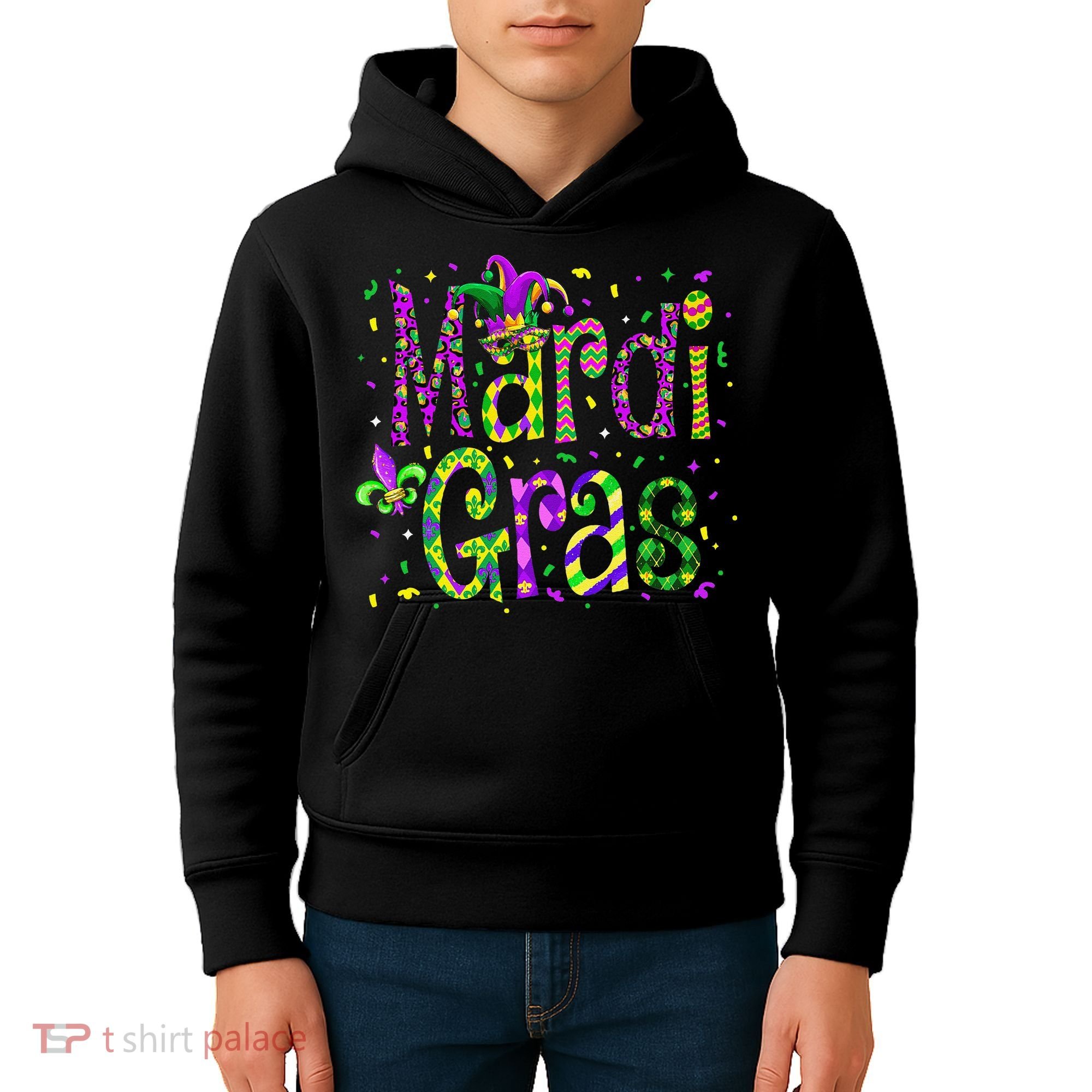 Funny Mardi Gras Parade Jester Hat Kids Hoodie