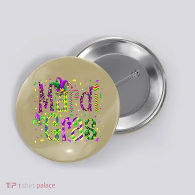 Funny Mardi Gras Parade Jester Hat Button