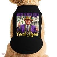 Funny Mardi Gras Donald Trump American Flag Doggie Tank thumb 0