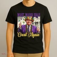 Funny Mardi Gras Donald Trump American Flag T-Shirt thumb 3