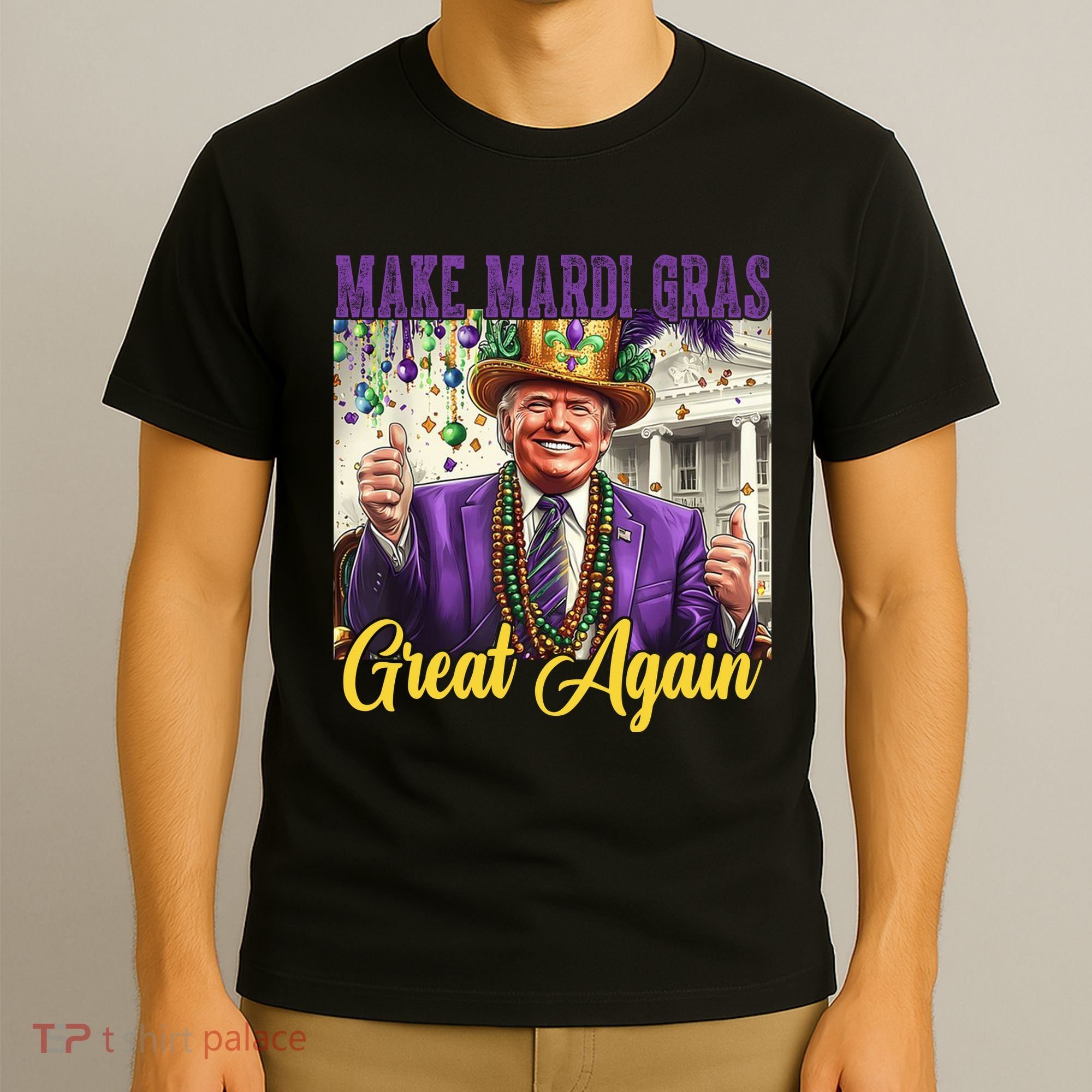 Funny Mardi Gras Donald Trump American Flag T-Shirt