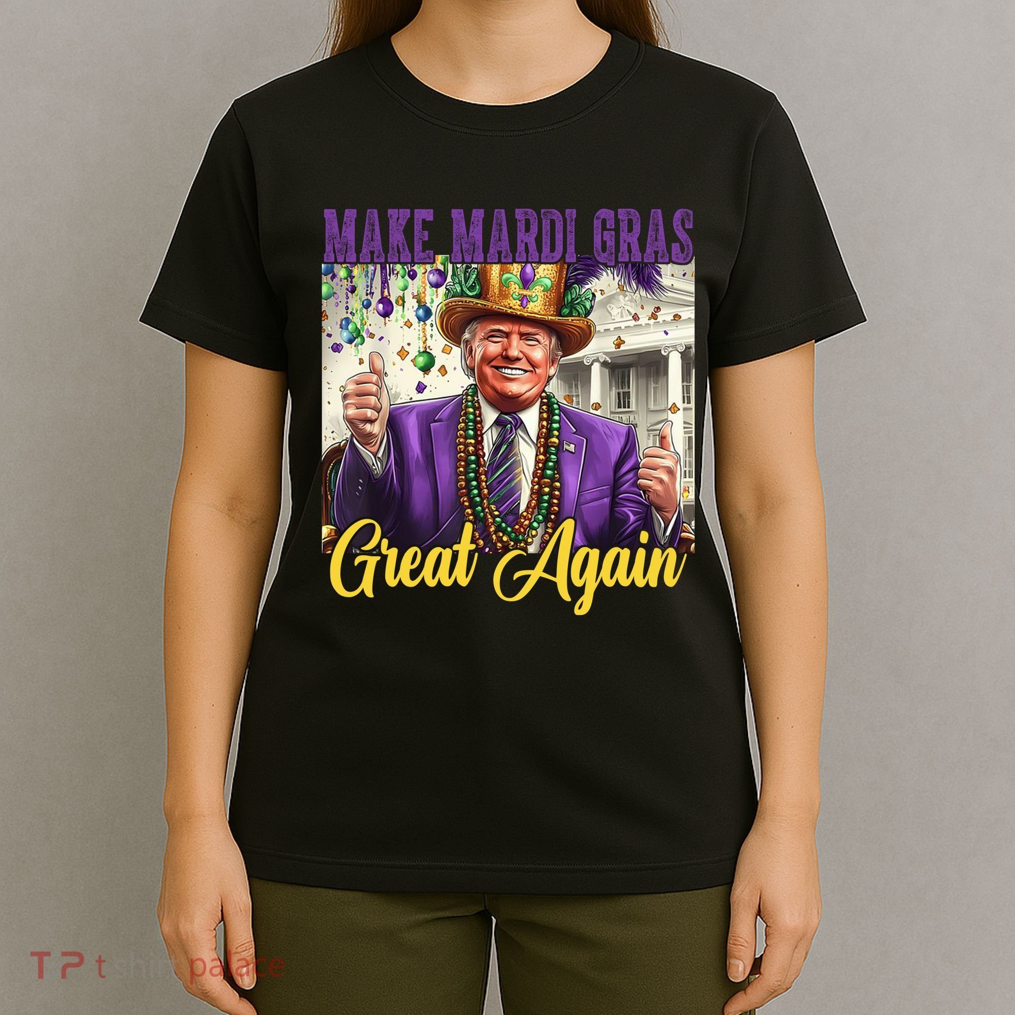 Funny Mardi Gras Donald Trump American Flag T-Shirt