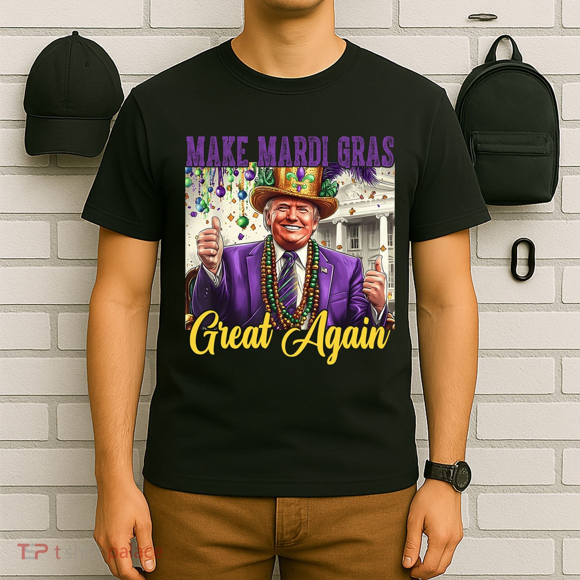 Funny Mardi Gras Donald Trump American Flag T-Shirt